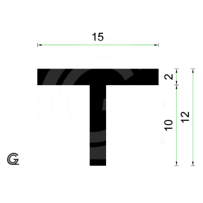 T Profile | EPDM | Width 15 mm | Hight 12 mm